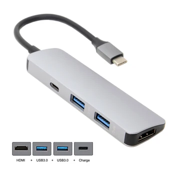 

Jimier Type-C USB-C Adapter Cable HDMI & 2 Ports HUB & Female Charger Docking USB-C Digital AV Multiport Adapter