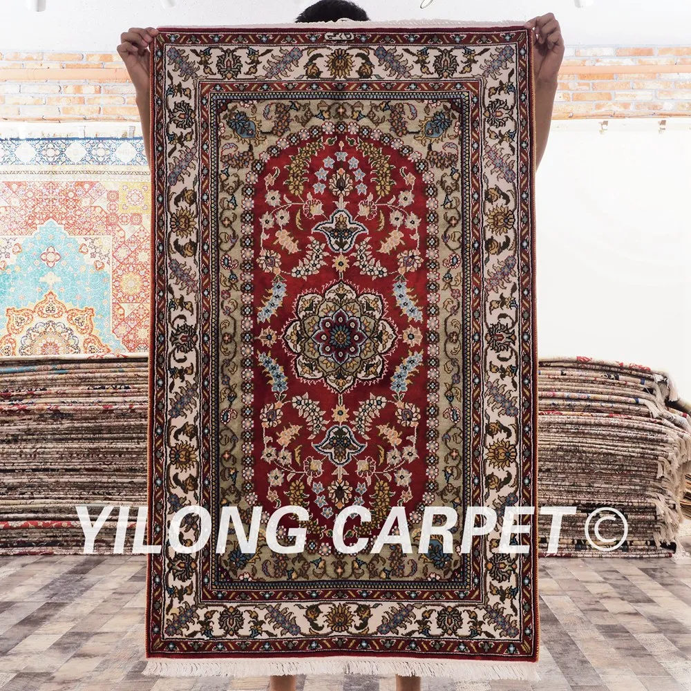 YILONG 2.5'x4' persian silk carpet red luxurious vantage exquisite