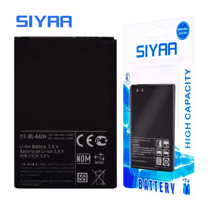 SIYAA телефон Батарея BL-44JH для LG Optimus P705 L4 E440 E460 P700 LS860 MS770 LG730 US730 запасной литий-ионный аккумулятор