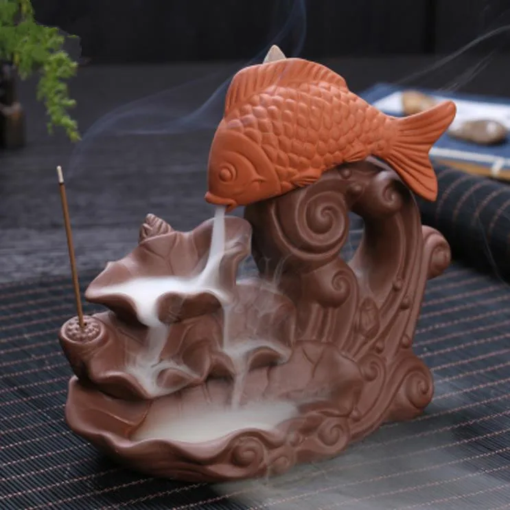 

New Purple Clay Backflow Incense Burner Home Tea House Office Decor Aromatherapy Waterfall Censer Incense Holder