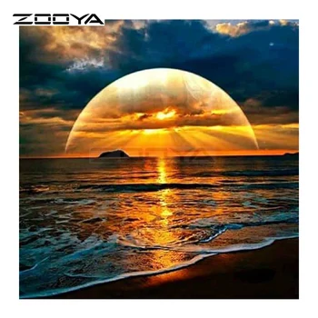 

ZOOYA Diamond Embroidery DIY Diamond Painting Sunset Moon Seaside Scenic Diamond Painting Cross Stitch Rhinestone Mosaic BK234