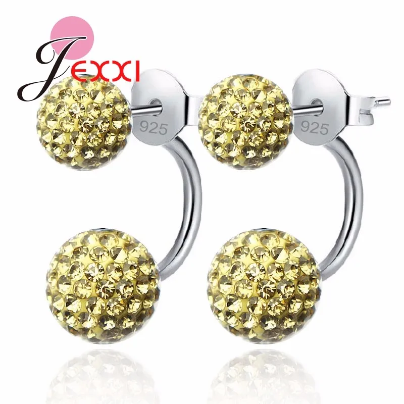 Женские серьги гвоздики из серебра 925 пробы 10 цветов|double ball stud earrings|ball earringsstud earrings