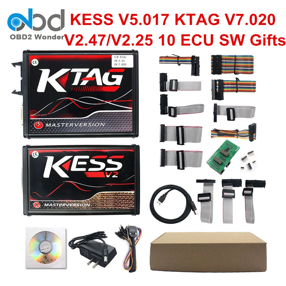 Красный KESS 5,017 KTAG 7,020 V2.47 KESS V2 V5.017 K тег V7.020 V2.25 мастер евро OBD2 программатор системного блока управления KESS 2 2,47 K-TAG 2,25