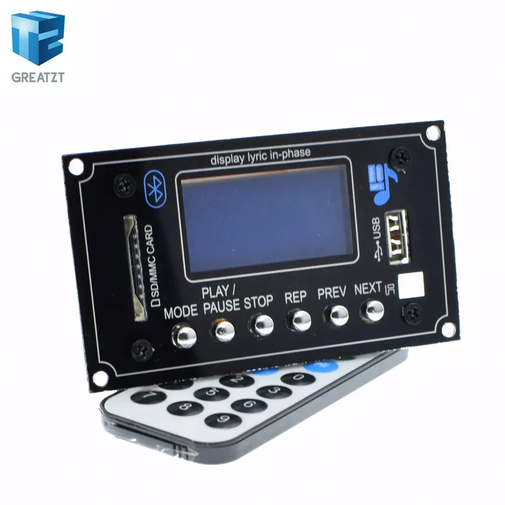 12V Lyric Show Bluetooth MP3 Decoding Board USB/SD/AUX/FM DIY MP3