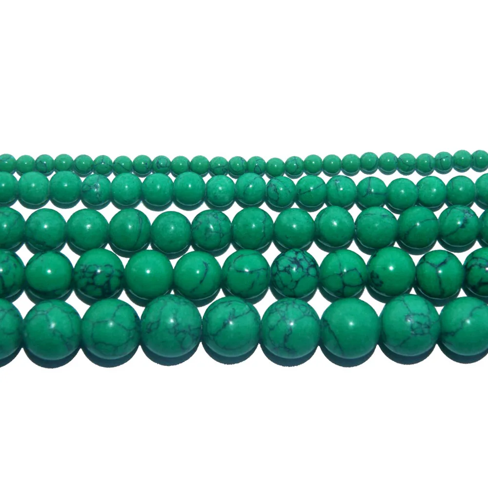 

15" Strand Round Synthetic Stone Green Turquoises Loose Beads For Jewelry Making Charm Bracelet Neck 4/6/8/10/12mm