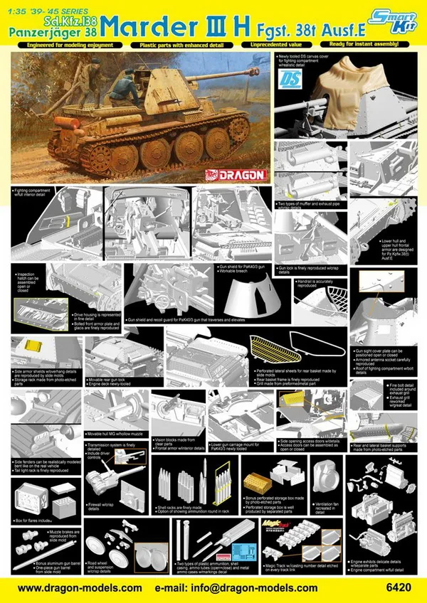 

IN STOCK Dragon 6420 1:35 Sd.Kfz.138 PanzerJager 38 Marder III H Fgst. 38t Ausf.E