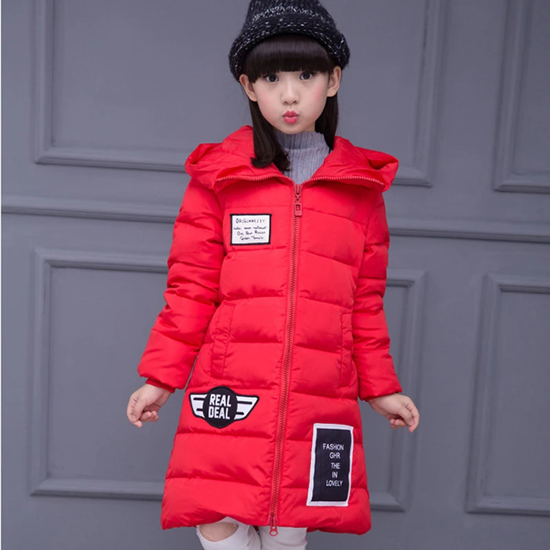 

5T-14T Children's Clothing Parkas Long Section Plus Thicker Cotton Coat Hooded Kids Clothes Winter For Parkas Girl Clothes