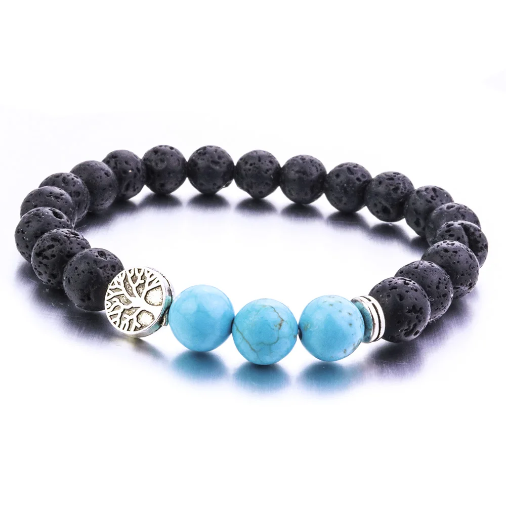 

8mm Lava Stone Tree Of Life Bracelet Diy Aromatherapy Essential Oil Diffuser Life Tree Bracelet Jewelry