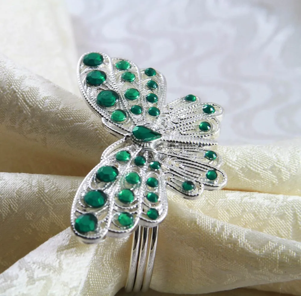 

free shipping green butterfly decoration napkin ring, napkin holder for wedding
