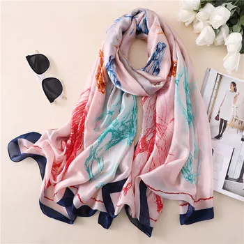 

Luxury silk scarf beautiful design large size pashmina wraps women's scarves long shawls 1929#