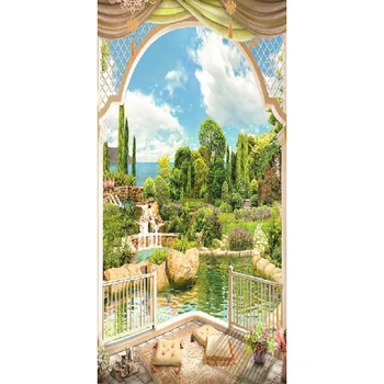 

Spring Pool European Style Garden Picture Wall Murals Wall Stickers Door Sticker Wallpaper Decals Home Decoration Aug02721