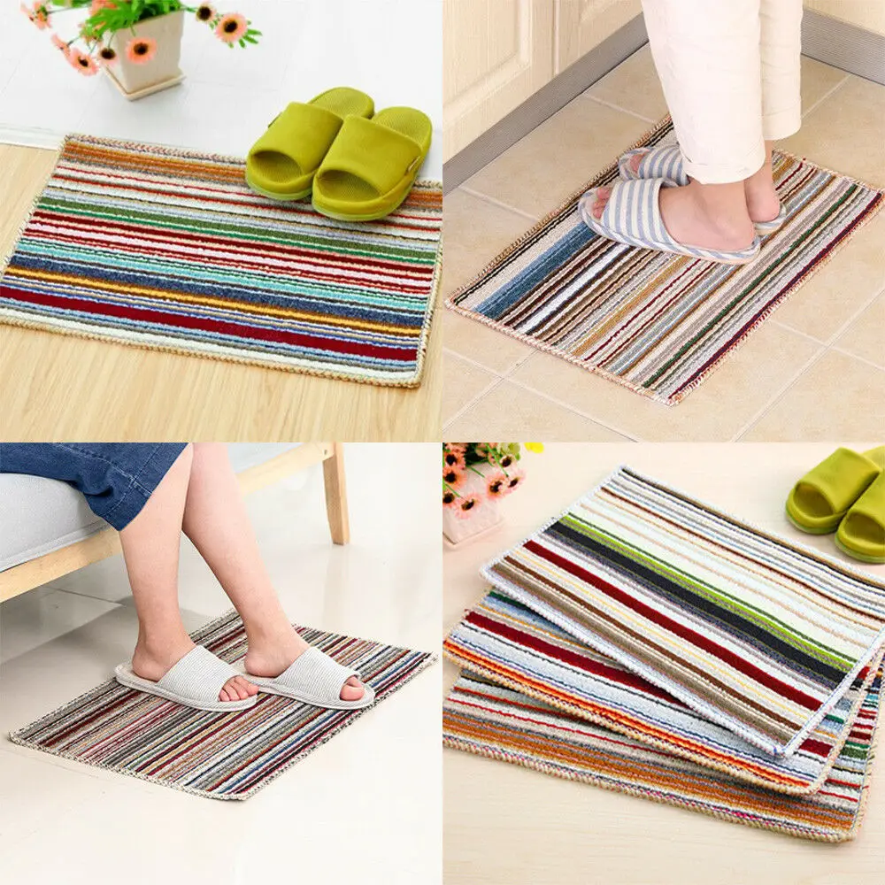 Кухня Ванная комната полосатый Печатный пол нескользящий коврик у двери ванной пол ковер домашний вход двери украшения воды абсорбент
