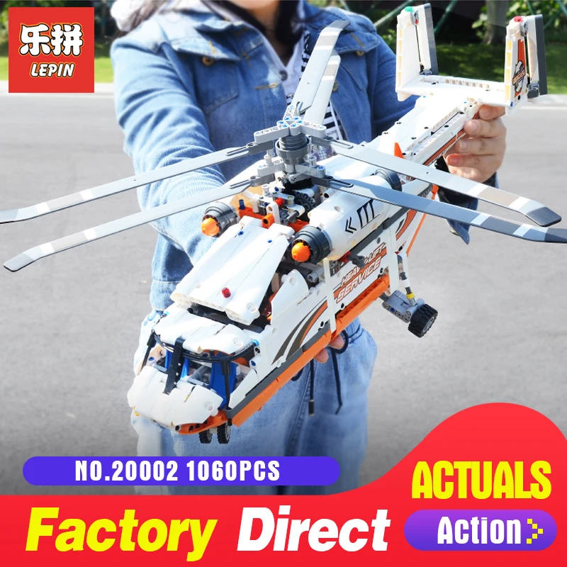 

1060Pcs Lepin 20002 echnic series Double rotor transport helicopter Model Building blocks Bricks Compatible 42052 LegoINGlys toy