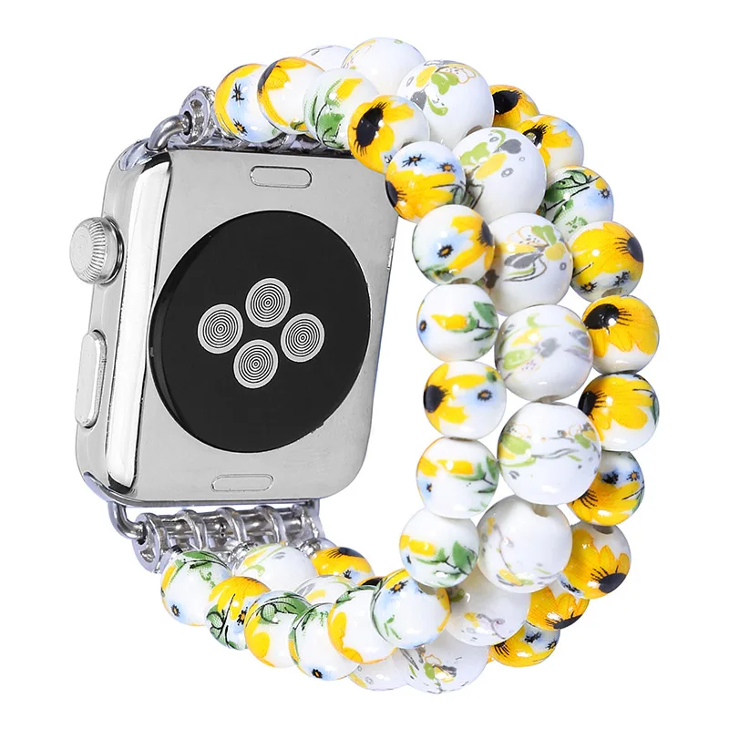 FOHUAS керамический 44 мм ремешок для часов Apple Watch 38 мм 42 мм смарт часы ремешок Браслет керамический шарик для iWatch 5 4 3 38 мм - Цвет ремешка: Цвет: желтый