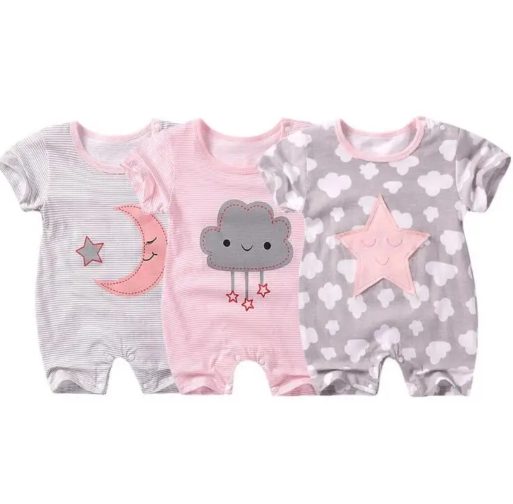 

Summer Newborn Baby Rompers Short Sleeve Toddler Infant Jumpsuits Cartoon Printed Baby Boy Girl Rompers Overalls Baby Clothes