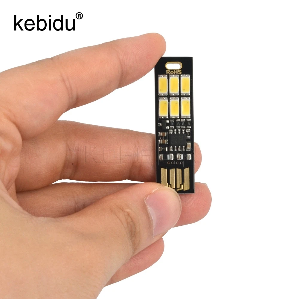 Kebidu 1 Вт 5 В Диммер теплый светильник ing Mini Poket карта портативный USB мощность 6 x светодиодный брелок ночной светодиодный светильник для внешнего аккумулятора компьютера