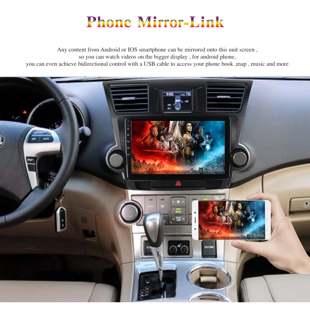 Android 9,0 Автомагнитола 2 Din gps Navi для Toyota Highlander 2009 2010 2011 2012 PX6 DSP ips экран 4 Гб+ 64 Гб HDMI RDS wifi BT SWC