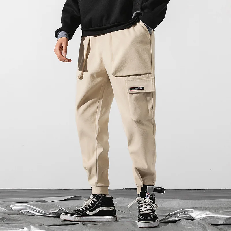 Casual pants men 2019 new beam feet men's jogging sports pants multi-pocket overalls loose sweatpants