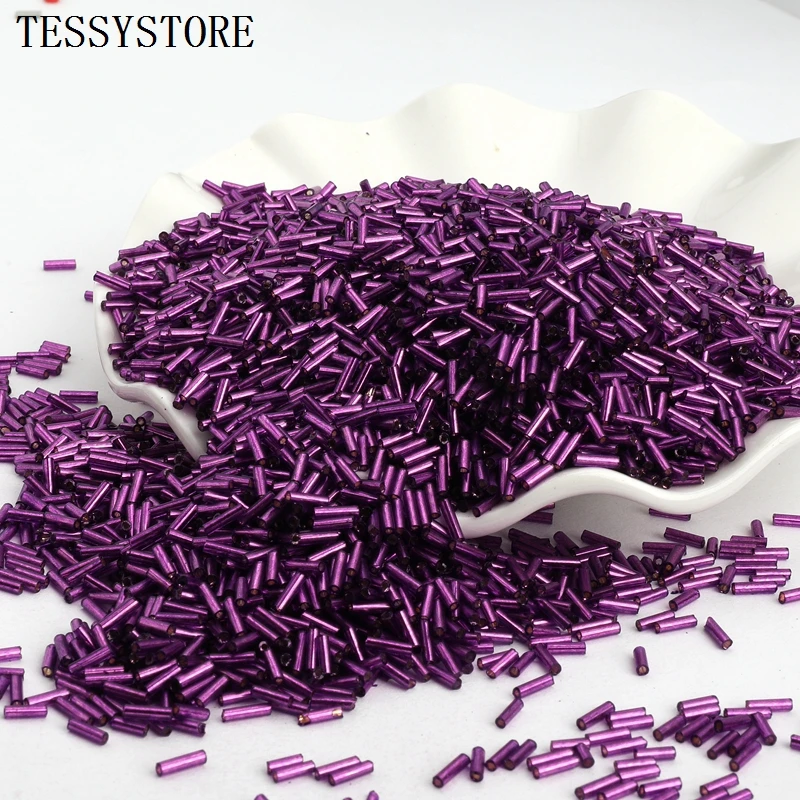 400pcs/lot 2x6mm Austria Crystal Long Tube Beads Lined Bugle Czech Glass Seed Spacer Beads  For Jewelry Making DIY