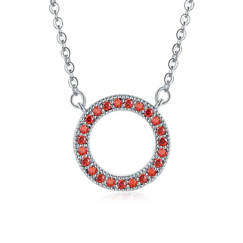 

Trendy Simple Red Cubic Zirconia Circle Shape Pendant Necklaces Women Fashionable Clavicle Necklace For Women Jewelry Gifts