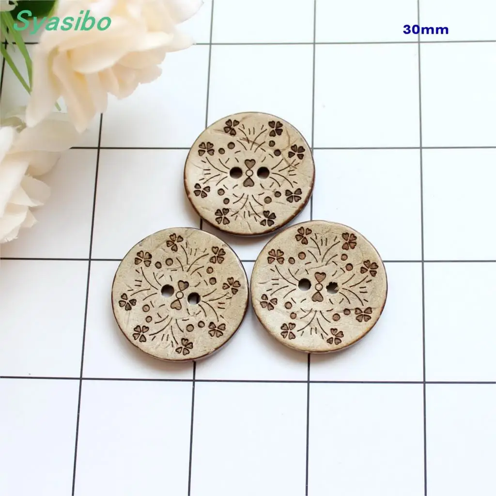 

25mm /30mm Coconut buttons Flower butterfly sewing buttons for clothing toy accessories 1inches -CO1056