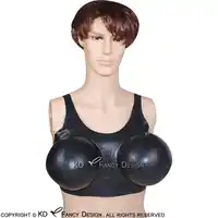 Black Sexy Latex Bra With Inflatable Bust Rubber Bras Lingerie Brassieres BRA-0002