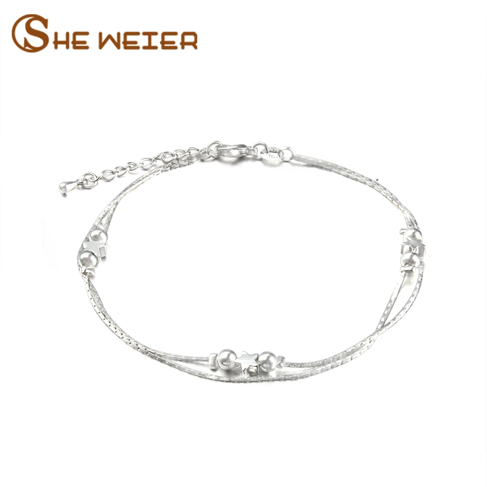

SHE WEIER chain charms bracelets & bangles for women girls personalized friendship gifts femme pulseira masculina silver plated
