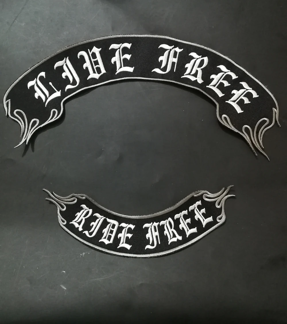 

Bottom Rocker Ride Free patches Embroidery Twill Biker sewing on Patches for Jacket Motorcycle Club vest jacket badges appliques