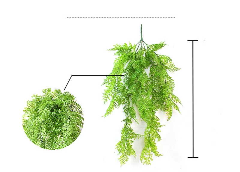 Искусственные полигонатовые растения сосна листья папоротника висит декоративный ротанг лоза завод стены Рождество цветок