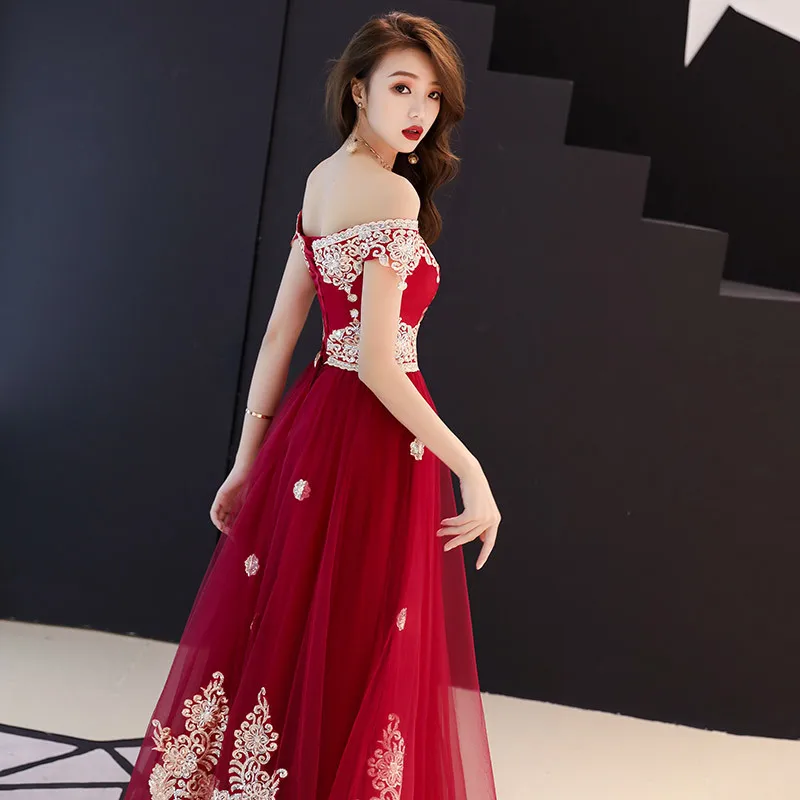 Robe De Soiree новые сексуальные трапециевидные кружевные вечерние платья с коротким рукавом и вырезом лодочкой длинные элегантные свадебные платья для гостей ES1548