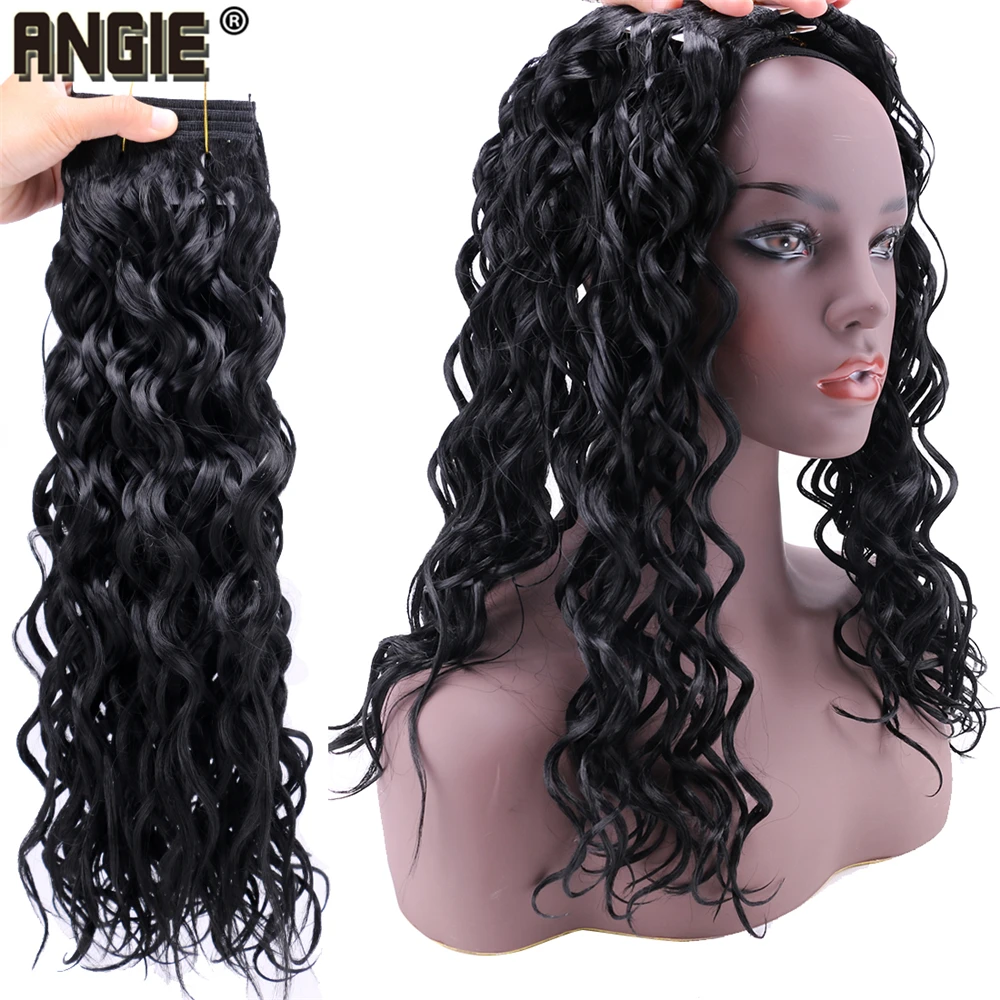 Angie натуральные черные цвета богемные волнистые синтетические пучки волос большие Кудрявые Волнистые волосы для наращивания 100 г/шт