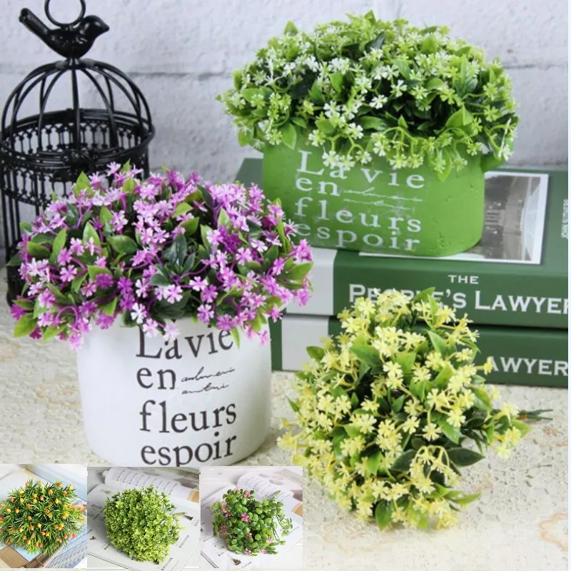 

1 Bouquet Decorative Mini Green Grass Flowers Bonsai Miniascape Potted Arranging Accessories Simulation Plant Artificial flowers
