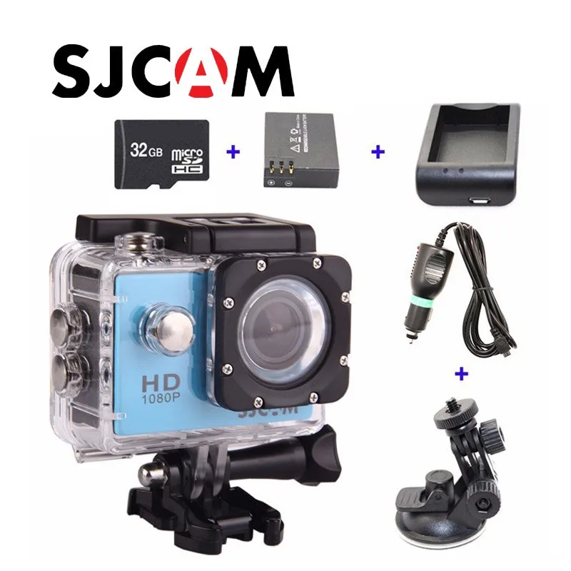 32 GB+ оригинальная SJCAM SJ4000 Спортивная Full HD экшн-Камера+ 1 дополнительная Батарея+ Батарея Зарядное устройство+ Автомобильное Зарядное устройство+ держатель