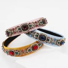 New European and American Baroque fashion personality hair pearl particles rhinestones wild travel headband 957