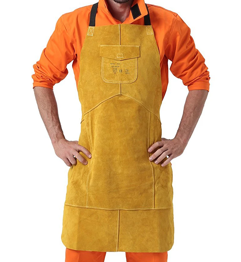 

Leather Welding Aprons 107cm staphyloccus cowhide fire flame retardant clothing welder aprons
