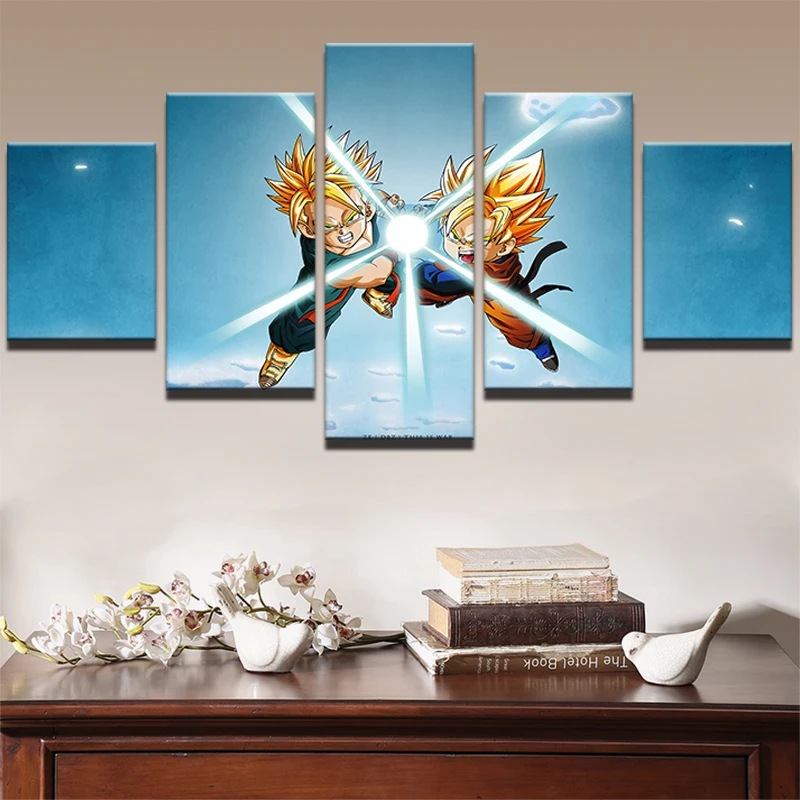 

Canvas HD Prints Painting Wall Art Home Decor Frame Pictures For Living Room Artworks 5 Panel Cartoon Dragon Ball Poster PENGDA