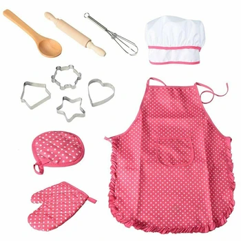 

11PCs Role Play Children Kitchen Cooking Baking Girls Toys Cooker Play Set Hot New Children Kids Kitchen Bake Set Hat + Apron