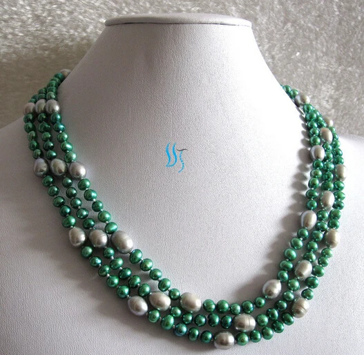 

RHJ0009 60" 5-9mm Dark Green Grey Fresh Water Pearl Necklace % Discount AAA