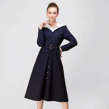 

New2017 Winter fashion ladies elegant long dress Plus Size pinched waist faux two dress cultivating casual vestidos M-XXXXXL 5XL
