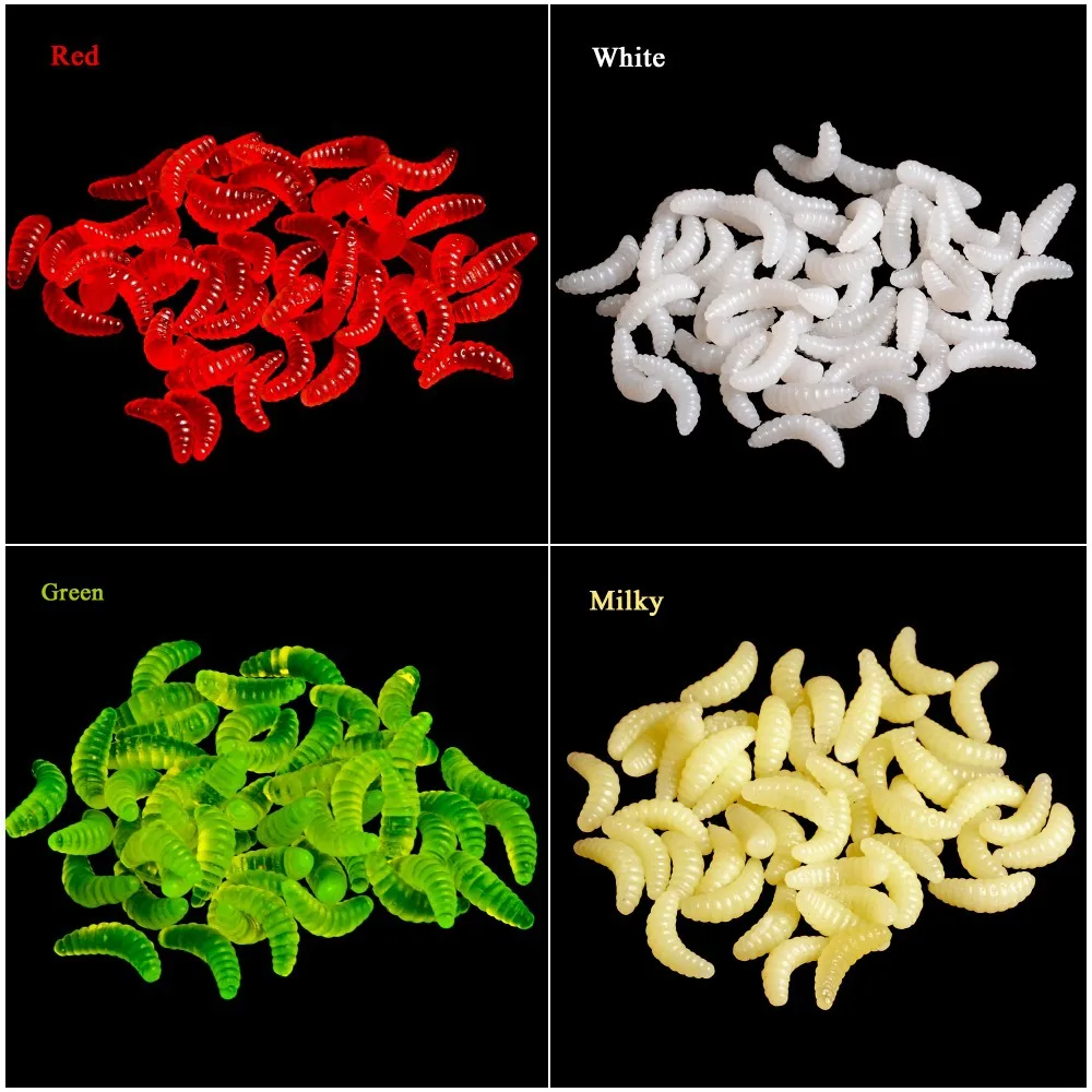 Promotion!! Hot Sale!! 100PCS 2cm 0.35g maggot Grub Soft Lure Baits Worms Glow Shrimps Fishing Lures For Fishing Tackle