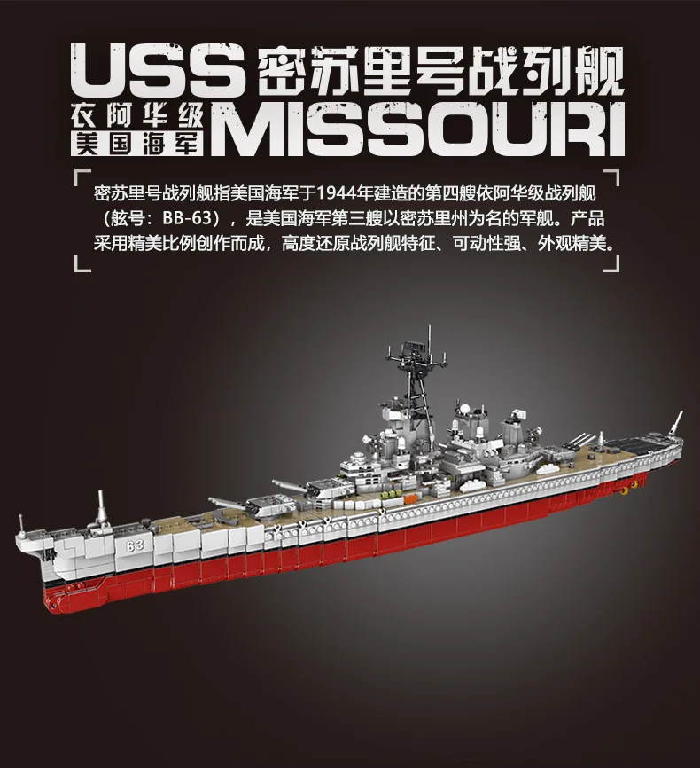 

XINGBAO XB06030 Army Series Military Building Blocks USS MISSOURI Technic The Battleship Bricks PDF manual D25