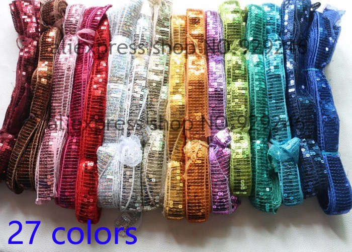 

4yards/lot 5-rows square grey military green orange AB black sequins ribbon lace for dancing costume stage garment decoration