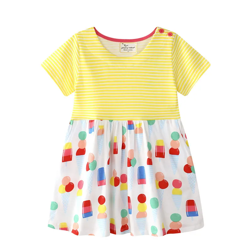 

Baby Girls Dress New Summer Kids Cotton Short Sleeve Dresses Floral Print Girls Princess Party Dress Kids Clothes