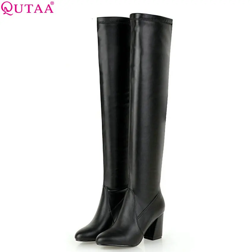 MORAZORA New arrive hot sale genuine leather women boots black color buckle winter keep warm knee high boots big size 34-42