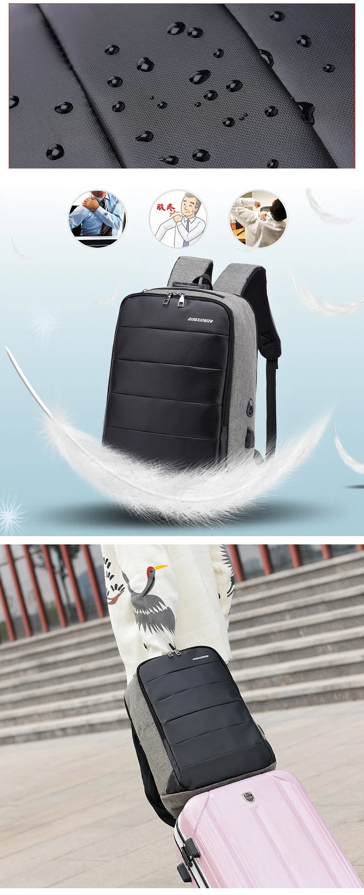 USB Charging Laptop Backpack Men Multifunct Anti Theft Backpack Men Travel Backpack Waterproof School Bag Male Mochila