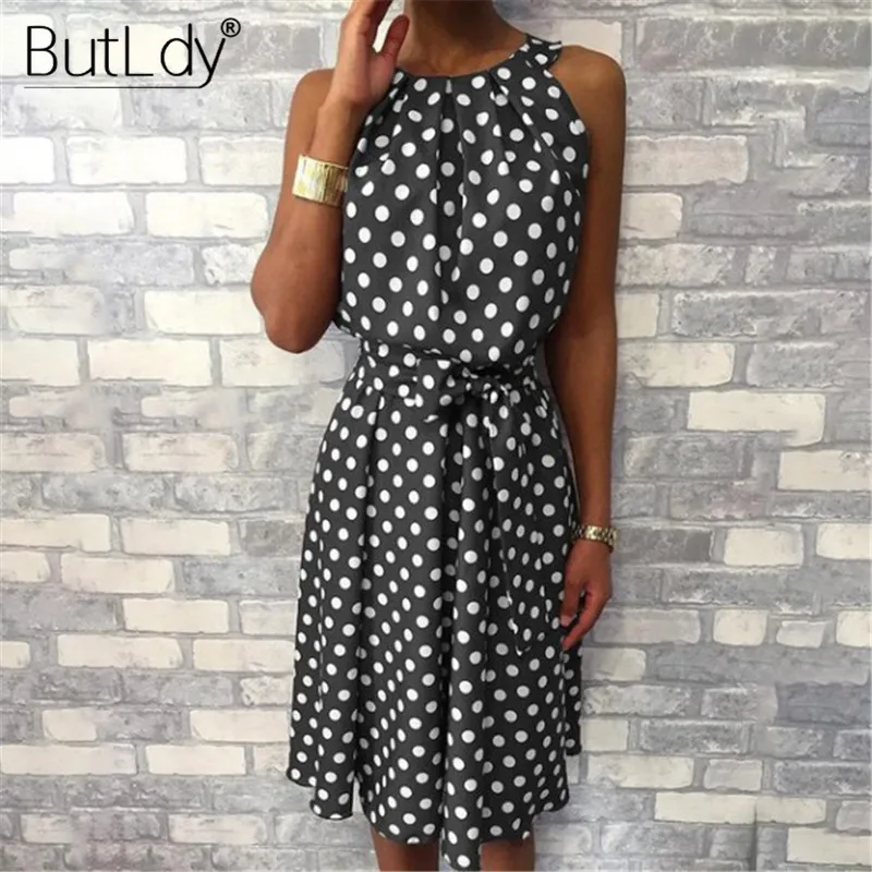 Printed Polka Dot Dress Women Large Plus Size 5XL Loose Summer Dress 2019 Off Shoulder Sleeveless Casual Vintage Beach Dress