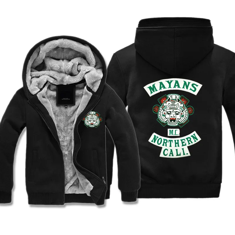 

Winter Thick hoodies Anime sons of anarchy Sweatshirt Men Fashion Streetwear Fleece Hoody Men's Sportswear Mayans.MC Jacket
