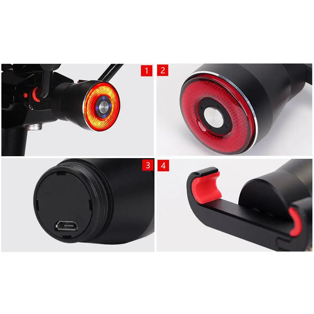 Smart Bike TailLight USB Rechargeable Waterproof LED Bicycle Light MTB Road Cycling Rear Back Light Smart Brake Sensor Rearlight