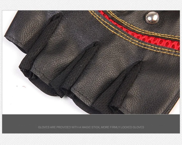 JIAZHOUHU Skulls Rivet PU Leather Fingerless Gloves Men Women Fashion Hip Hop Women's Gym Gloves Half Finger Men's Gloves