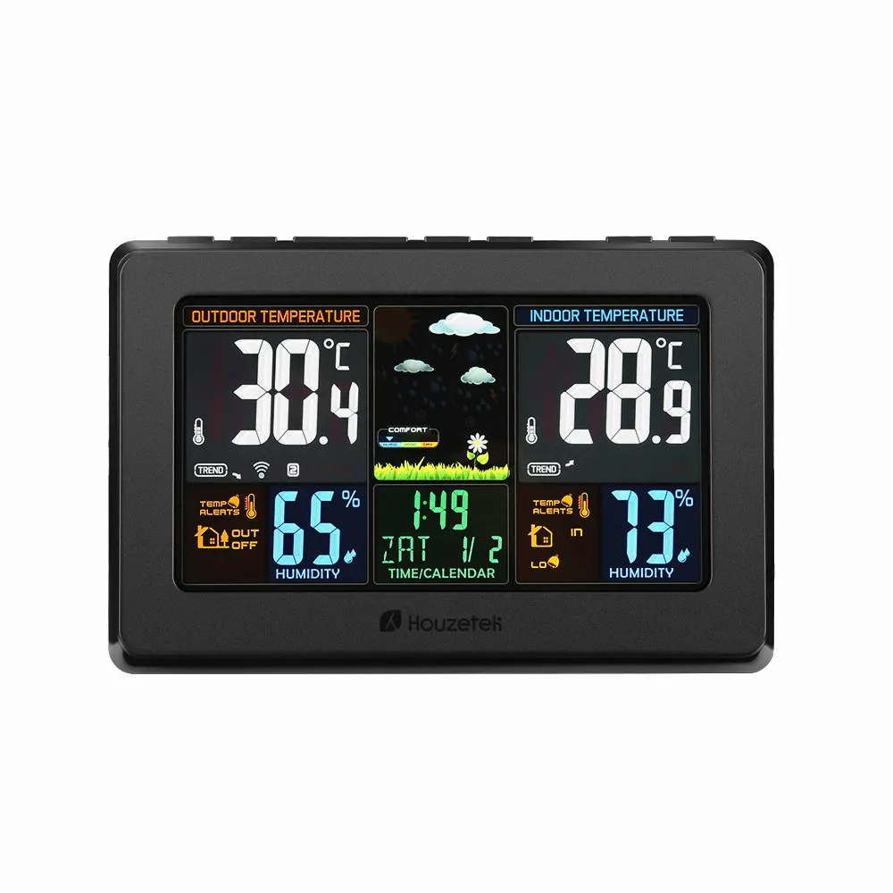 Wireless Weather Station Clock Digital Thermometer Hygrometer Electronic Temperature Humidity Meter Indoor Outdoor Clock04